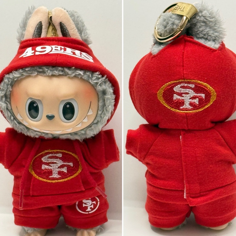 49ers Niners Labubu 2pc warmups, San Francisco football-inspired